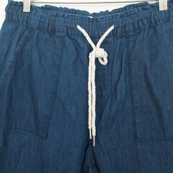 Loft Wide Leg Pull On Drawstring Denim Pants Size Large - Picture 3 of 13